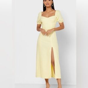 Bardot | Dresses | Bardot Jacynta Midi Dress Us 8 Sunny Yellow Linen Blend  Puff Sleeve Nwt Flaw | Poshmark